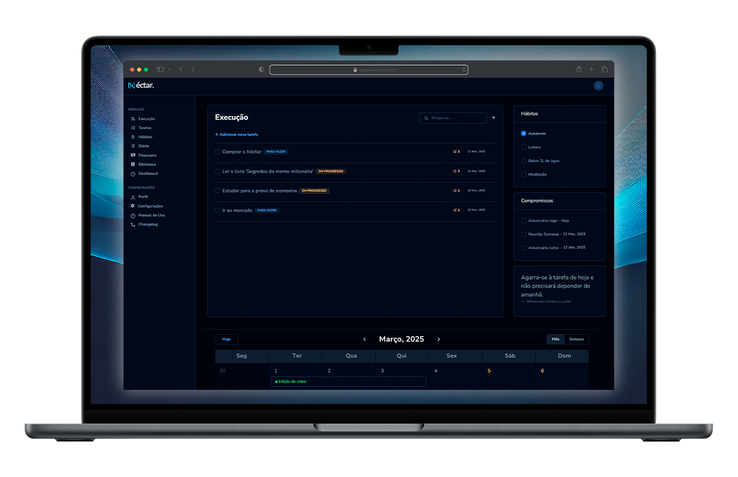 Néctar app interface
